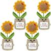 4 Pcs Positive Sunflower Gifts for Women, Mini Emotional Support Crochet Plush, Teacher Employee Appreciation Gift in Bulk, Farewell Retirement Present for Coworker Friends view 1