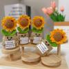 4 Pcs Positive Sunflower Gifts for Women, Mini Emotional Support Crochet Plush, Teacher Employee Appreciation Gift in Bulk, Farewell Retirement Present for Coworker Friends view 2