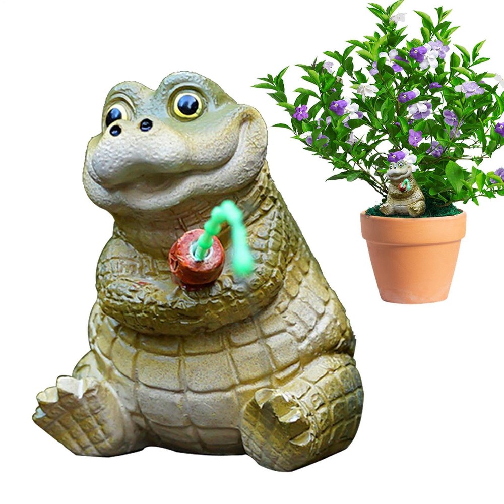 Animal Statues - Tiny Cute Resin Alligator Garden Statue - Garden Sculptures for Desktop Family Son Daughter Boys Girls Patio Backyard Friends Parties