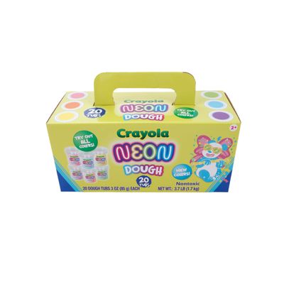 Crayola 20pk Neon Dough 20pk x 3oz  Valentines and Easter Gifts, Party Favors, Fidget Toys, Sparkling Colors for Creative Play, Safe Non-Toxic Crafting, Great Classroom Fun or Non-Candy Alternative