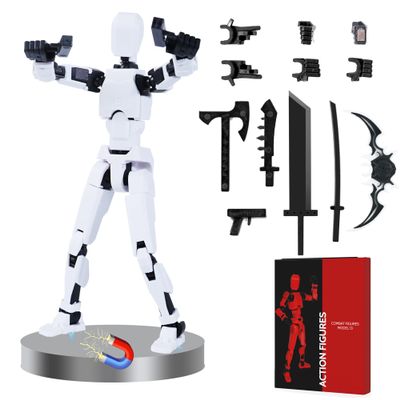 WNWBFM Model13 Action Figure,Magnetic Travel Toys for Kids, Lucky Robot 13 Movable Figures,Multiple Gestures and Play Styles,Tabletop Decorations and Gifts for Gaming Enthusiasts