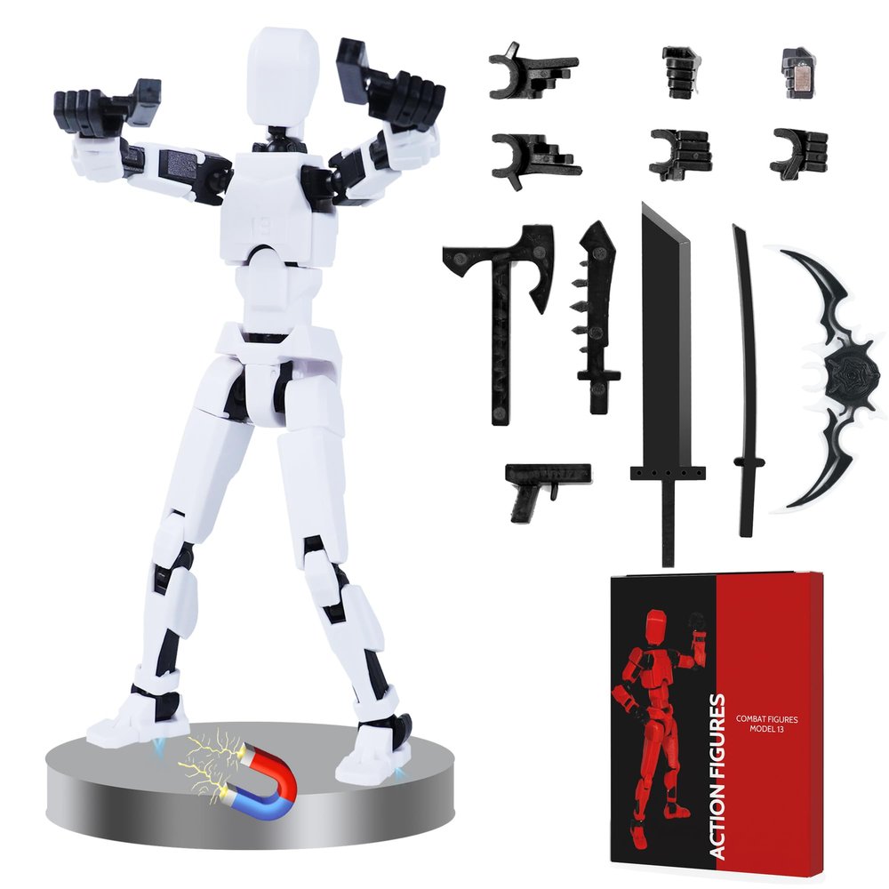WNWBFM Model13 Action Figure,Magnetic Travel Toys for Kids, Lucky Robot 13 Movable Figures,Multiple Gestures and Play Styles,Tabletop Decorations and Gifts for Gaming Enthusiasts