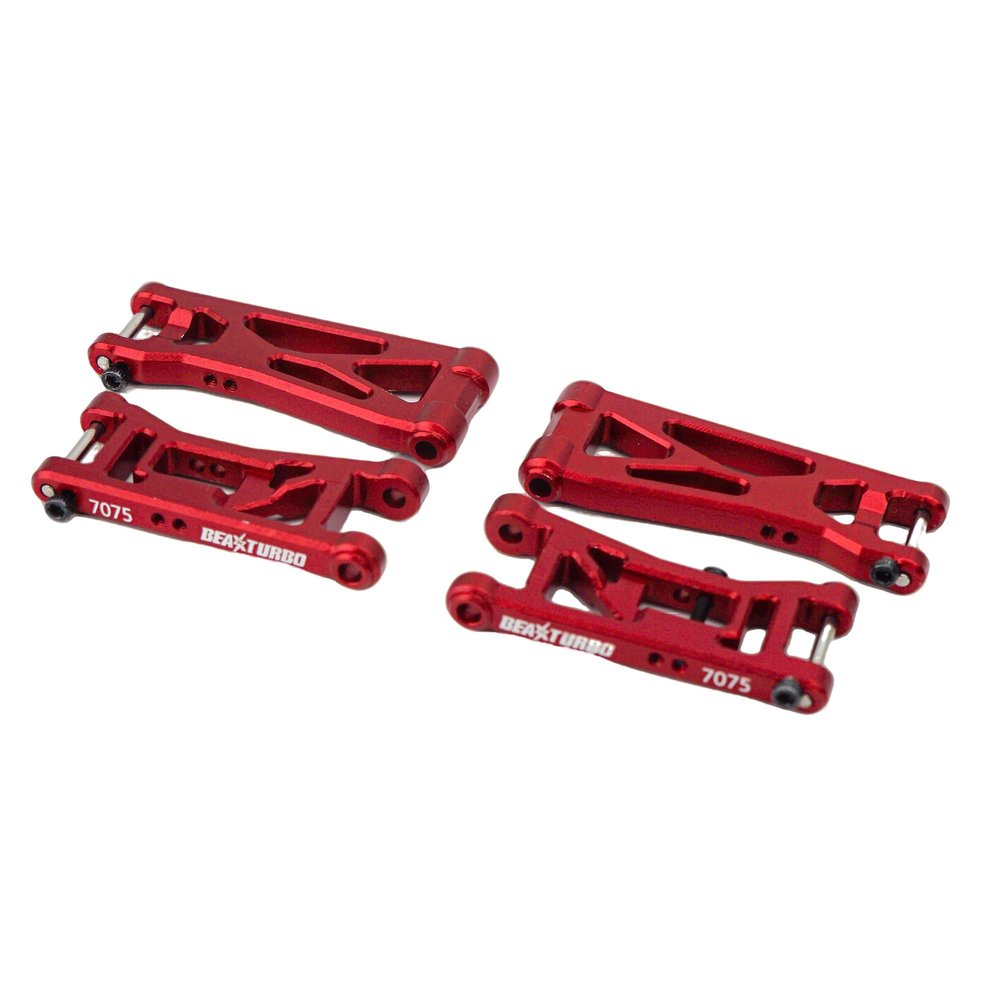 BEAXTURBO Racing Upgrade Parts R/C CNC 7075 Aluminum Front & Rear Lower Arms for LOSI 1/24 Micro-B LOS-1768 (red)