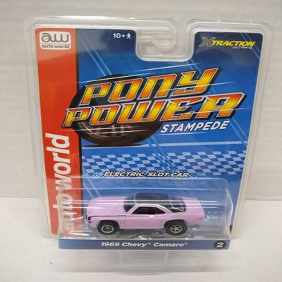 Auto World SC410-2A 1969 Camaro HO Scale Electric Slot Car - Orchid and Black