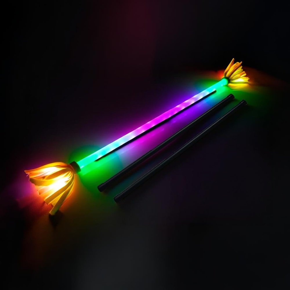 AMAZEABLES LED Juggling Sticks  Luminous Devil Sticks Flower Sticks Set for Beginners & Professionals  Light-Up Flow Props for Beginners and Performers