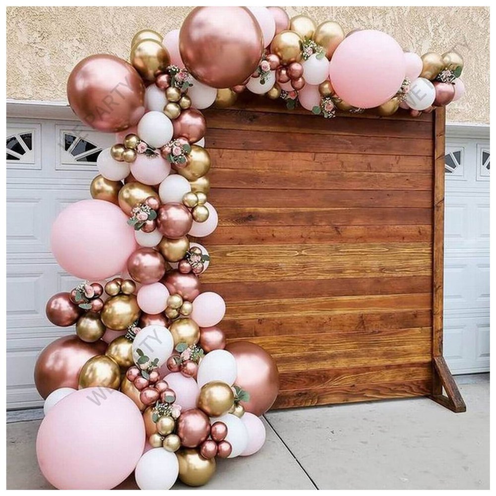 101pcs Chrome Rose Gold Balloons Garland Arch Kit Pink White Ballon for Shower Wedding Birthday Christma Party Decor