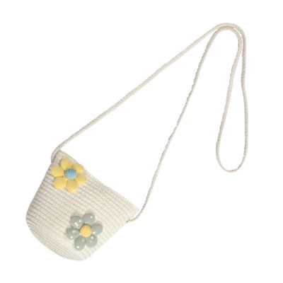 BCOATH Kids Woven Shoulder Bag: Cute Girls Crossbody Purse - Adorable Flowers Embellishment Woven Purse for Outdoor Activities and Travel