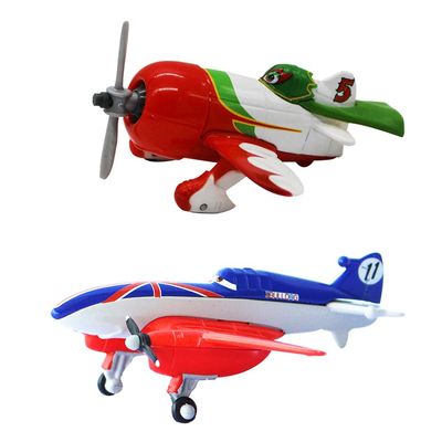 2 Pack Movie Planes No. 11 Bulldog and No. 5 Chupacabra Metal Diecast Airplane Toy, Best Gift for Kids and Collectors (Bulldog Chupacabra)