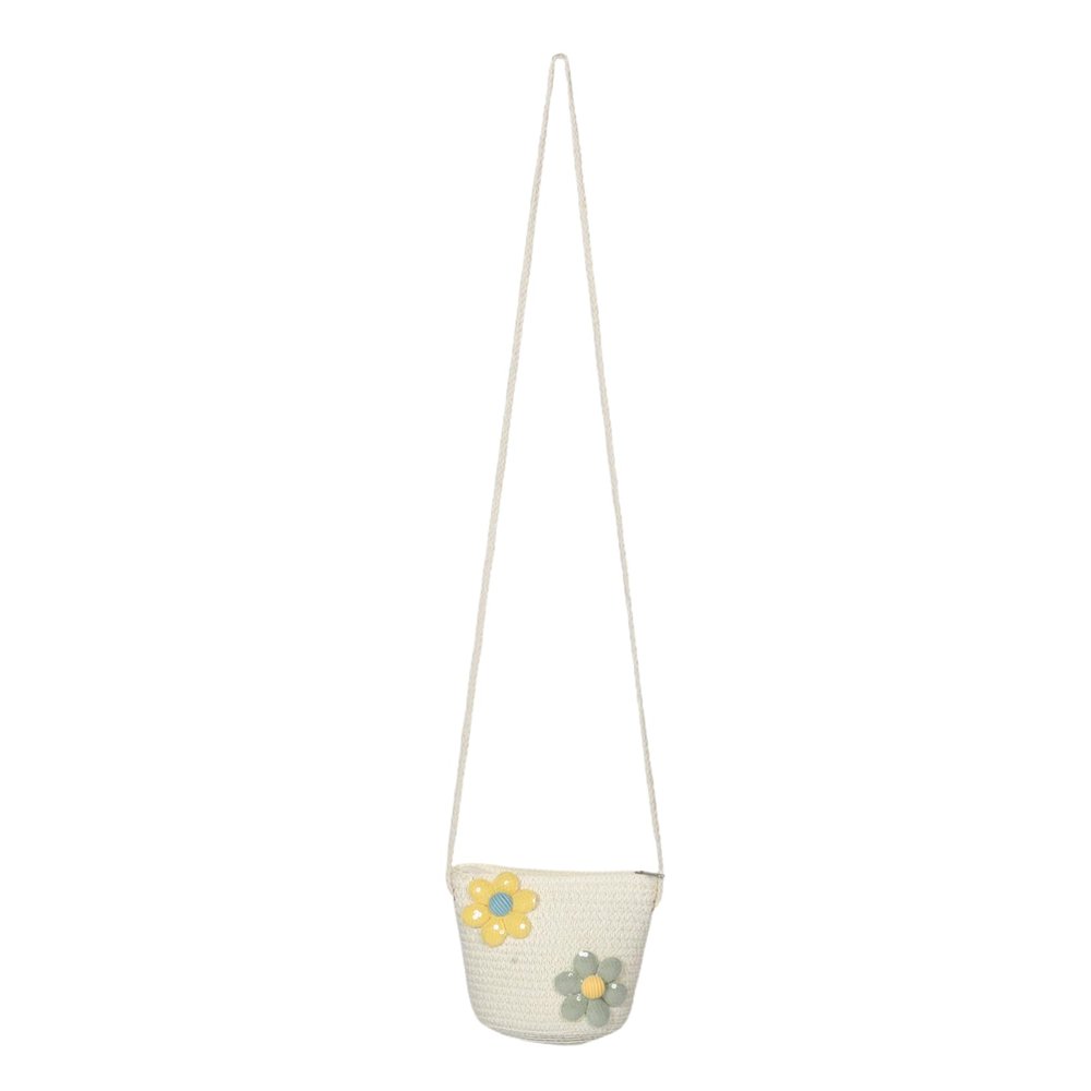 Toddmomy Little Girls Beach Crossbody Bag: Chic Woven Purse for Kids - Adorable Summer Beach Shoulder Bag with Flowers for Summer Vacations