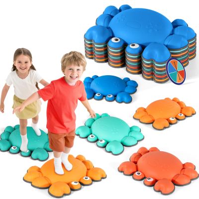 TOPNEW Crab Stepping Stones for Kids, 6PCS Non-Slip Toddler Stepping Stones for Promoting Children's Balance Coordination Skills, Indoor & Outdoor Toys for Toddlers, Obstacle Course for Kids 3+