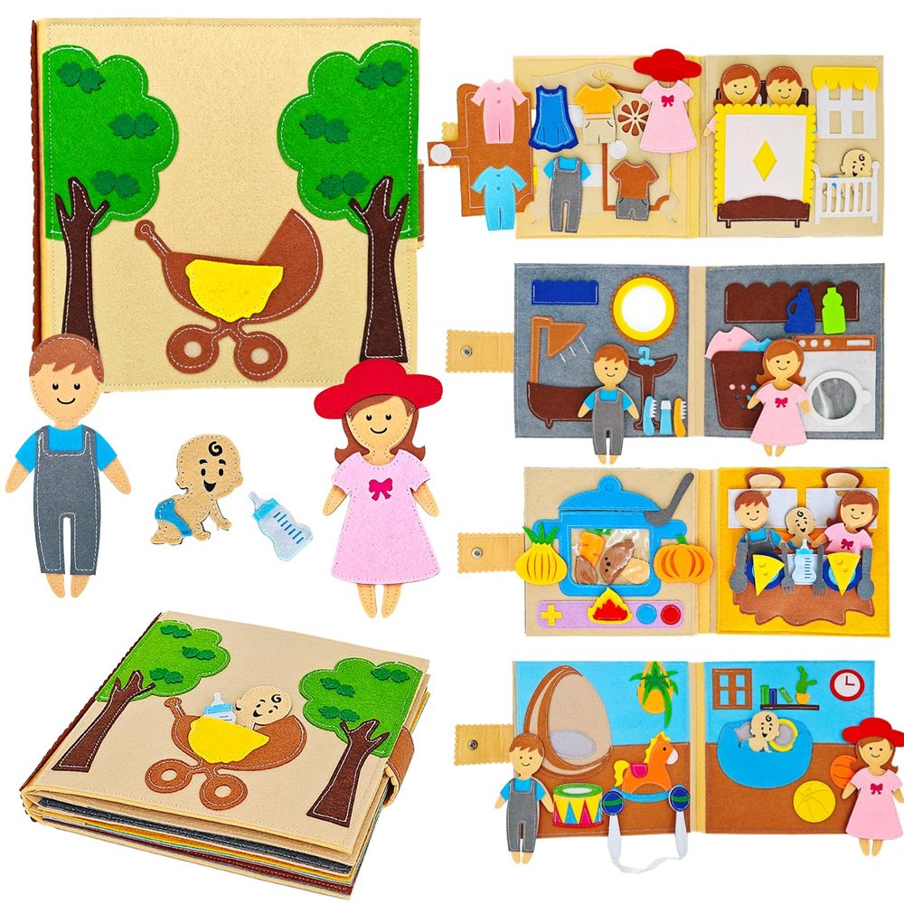 Sendhjurf Montessori Busy Book for Toddlers 3-5 Baby Family Quiet Book Activity Learning Travel Toys for Toddlers Ages 3-5-7 Girls Gift