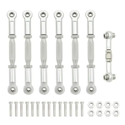Metal Turnbuckles Camber Link Rod Linkage Set for Traxxas Slash 4X4 VXL 2WD Rustler Stampede Hoss 1/10 RC Car Upgrades Parts(Silver)