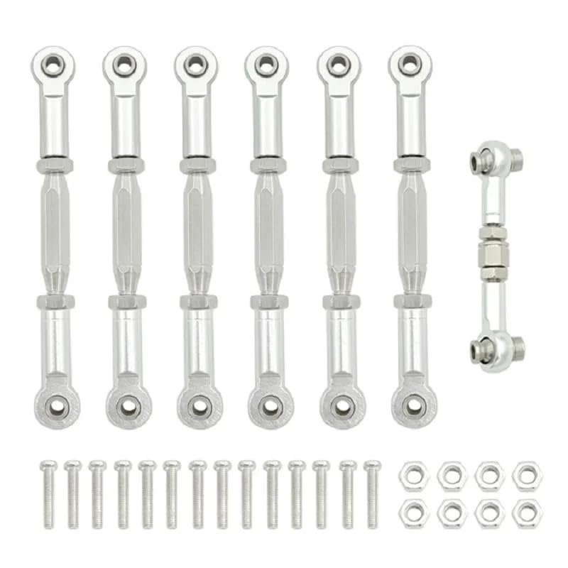 Metal Turnbuckles Camber Link Rod Linkage Set for Traxxas Slash 4X4 VXL 2WD Rustler Stampede Hoss 1/10 RC Car Upgrades Parts(Silver)