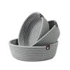100% Natural Jute mini rope paper storage Round hamper nursery Basket for Living Kitchen, Office, Drawing Room, kitchen, office (GREY SET OF 3) view 1