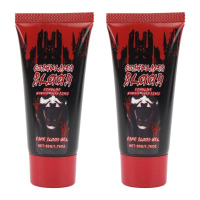 2 Pcs 50g Fake Blood Gel Washable Makeup Fake Coagulated Blood Realistic Special Effects Sticky Texture Makeup Stage Blood for Halloween Festivities Face Body Paint