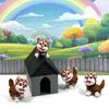 4pcs Cute 3D Printed Baby Husky Chibi Edition Dog with Dog House, Articulated Baby Husky Toy, Posable and Movable Head and Joints Animal, Fidget ADHD Autism Toy CH001-BRN-GH view 1