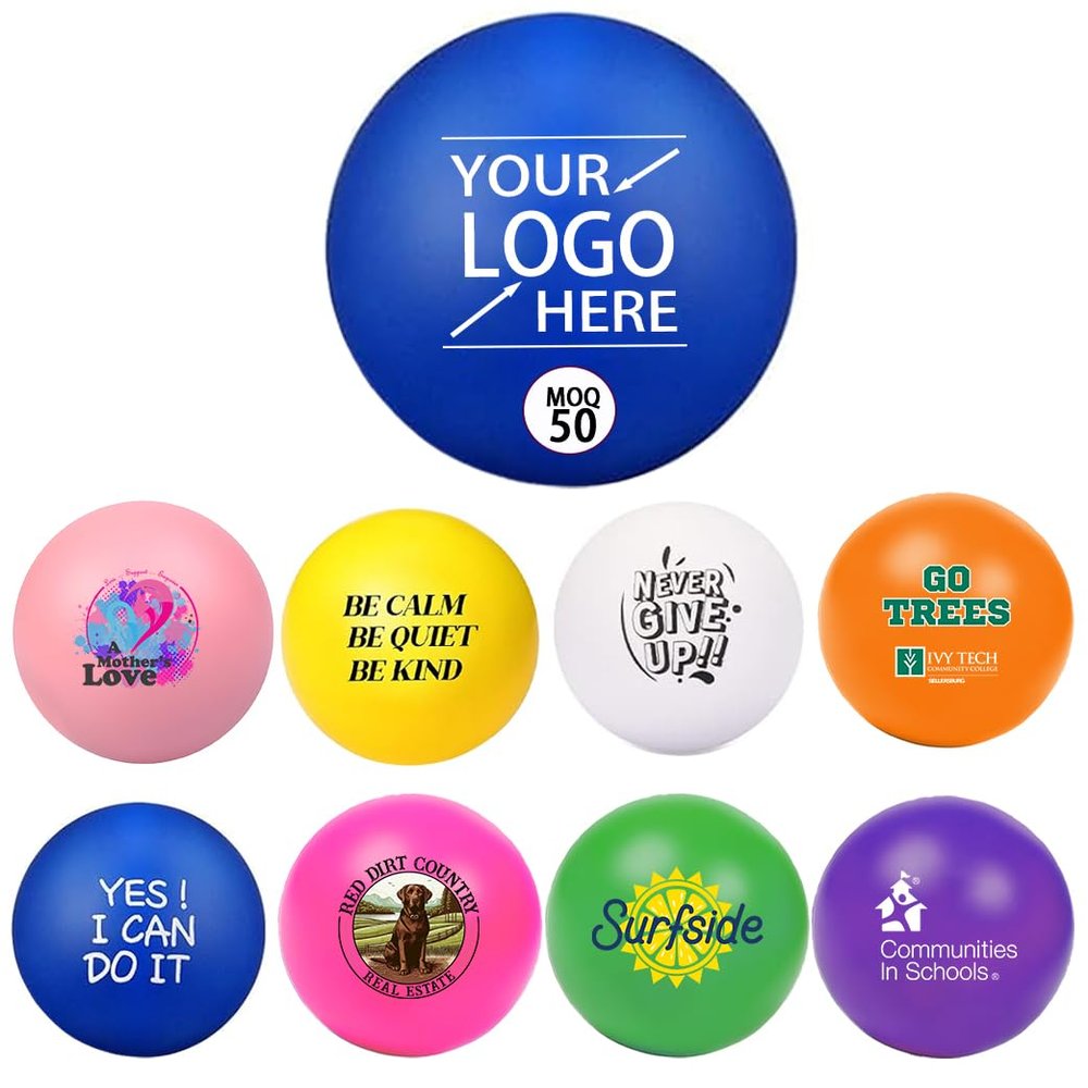 Custom Stress Ball Personalized Stress Balls Custom Stress Relief Toys, Add Your Brand Logo/QR Code - Corporate Gifts/Employee Wellness/Trade Shows (Round, 400)