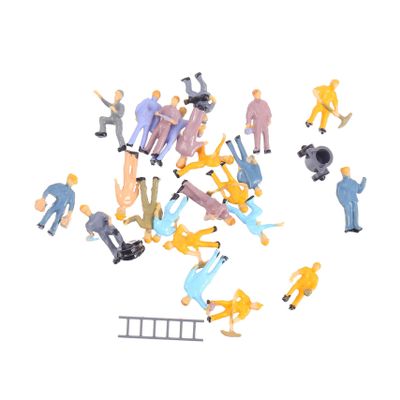 ABOOFAN 25-Piece 1:87 Miniature People Figures Set Colorful Plastic Architecture Workers Model for DIY Sand Table and Miniature Scene Decoration