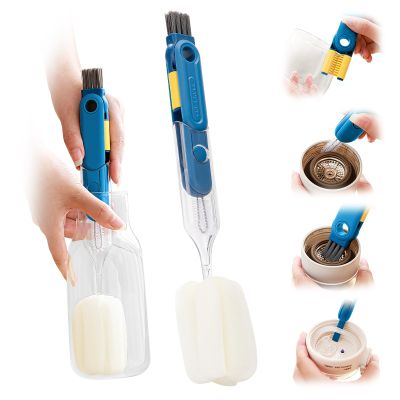 12.6" Long Handle 5-in-1 Cup Lid Cleaning BrushLid Cleaning Brush ToolWater Bottle Deep Clean Tool (Blue)