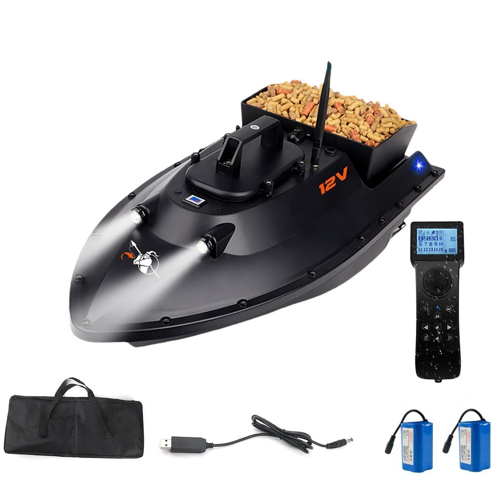 600M Bait Boats for Carp Fishing - 12V RC Fishing Bait Boat 3.5kg Loading with 2x28000 mAh Batteries/Boat Bag, GPS 100-point Positioning | 3-Speed Adjustable, Bait Delivery,Hook Delivery,Net Pulling