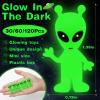 30 Pcs Mini Alien Figures Glow in The Dark, Small Luminous Little Tiny Alien Figurines Bulk for Halloween Party Favors Candy Bag Stuffers Space Party Fillers view 2