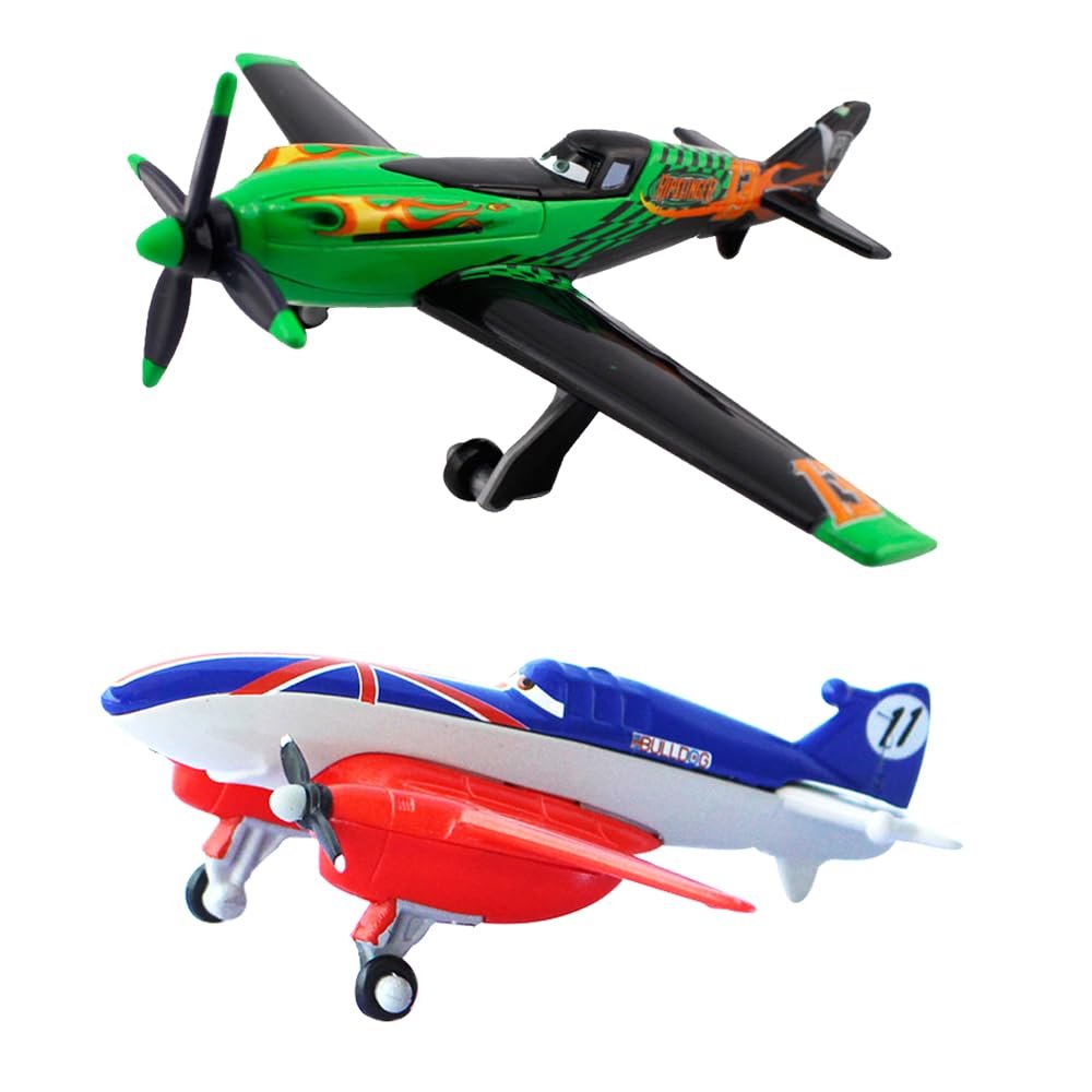 2 Pack Movie Planes No. 11 Bulldog and No. 13 Ripslinger Metal Diecast Airplane Toy, Best Gift for Kids and Collectors (Ripslinger Bulldog)