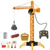28-Inch RC Construction Tower Crane Toy for Kids, 4 Channel Remote Control Crane Toy with LED Light, Grabber, Log, Lifting Basket, 360 swivel, STEM Educational Learning Toys for Boys Ages 3 and Up view 1