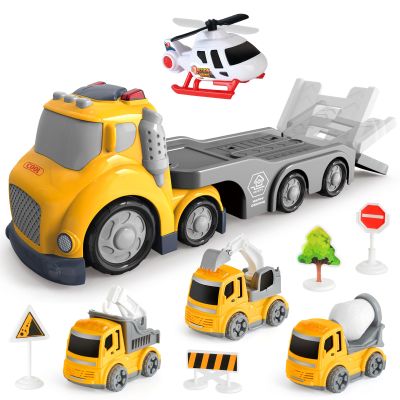 IJIGU Truck Toys for Toddler 1, 2, 3, 4 Year Old Boy, Construction Transport Trucks Toy Set, Ideal Christmas Birthday Gifts for Kids.