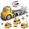 IJIGU Truck Toys for Toddler 1, 2, 3, 4 Year Old Boy, Construction Transport Trucks Toy Set, Ideal Christmas Birthday Gifts for Kids. view 1