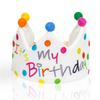 It Is My Birthday Hand Embroidered Crown Hat Made 100% Natural Fiber Linen, Reusable Birthday Party hat with Wool Balls, Adjustable Crown Hat for Rainbow Party for Men Women Boys Girls,Fit All Ages view 1