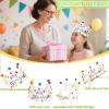 It Is My Birthday Hand Embroidered Crown Hat Made 100% Natural Fiber Linen, Reusable Birthday Party hat with Wool Balls, Adjustable Crown Hat for Rainbow Party for Men Women Boys Girls,Fit All Ages view 3