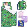Primlect Toddler Nap Mat with Removable Pillow and Flannel Blanket, Portable Sleep Bag for Kids, Easy to Roll up, Washable, Perfect for Daycare, Preschool, Boys, 3-6 Years (Car) view 1