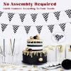 100 Ft Checkered Flag Banner, 48 Pcs Black and White Checkered Pennant Banner Flags on a String, Birthday Decorations for Nascar, Race Car, Hot Wheels, Racing Themed Party view 4