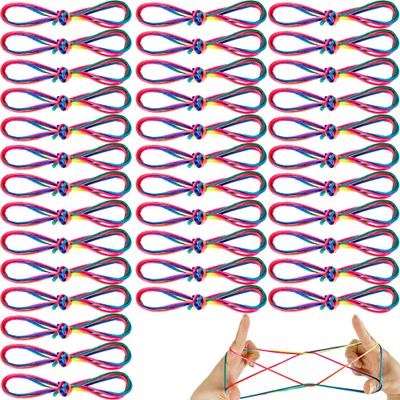 36 Pack Cat Cradle String Rainbow Finger String Toy String Hand Game Supplies Colorful Chinese Finger String Games for Kids Adults Creative Hand Games