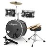 3 Piece Kids Drum Set with Cymbal, 2 Drumsticks, Pedal, 2 Tom,Beginner Junior Drum Kit with Throne Stool, Musical Instruments for Boys and Girls, Black view 2