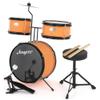 3 Piece Kids Drum Set with Cymbal, 2 Drumsticks, Pedal, 2 Tom,Beginner Junior Drum Kit with Throne Stool, Musical Instruments for Boys and Girls, Yellow view 2