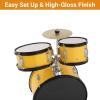 5 Piece Kids Drum Set with Tom,Cymbal, Youth Junior Drum Kit with Hi-Hat, Pedal, Drumsticks and Seat for Beginner, Teens,Yellow view 4