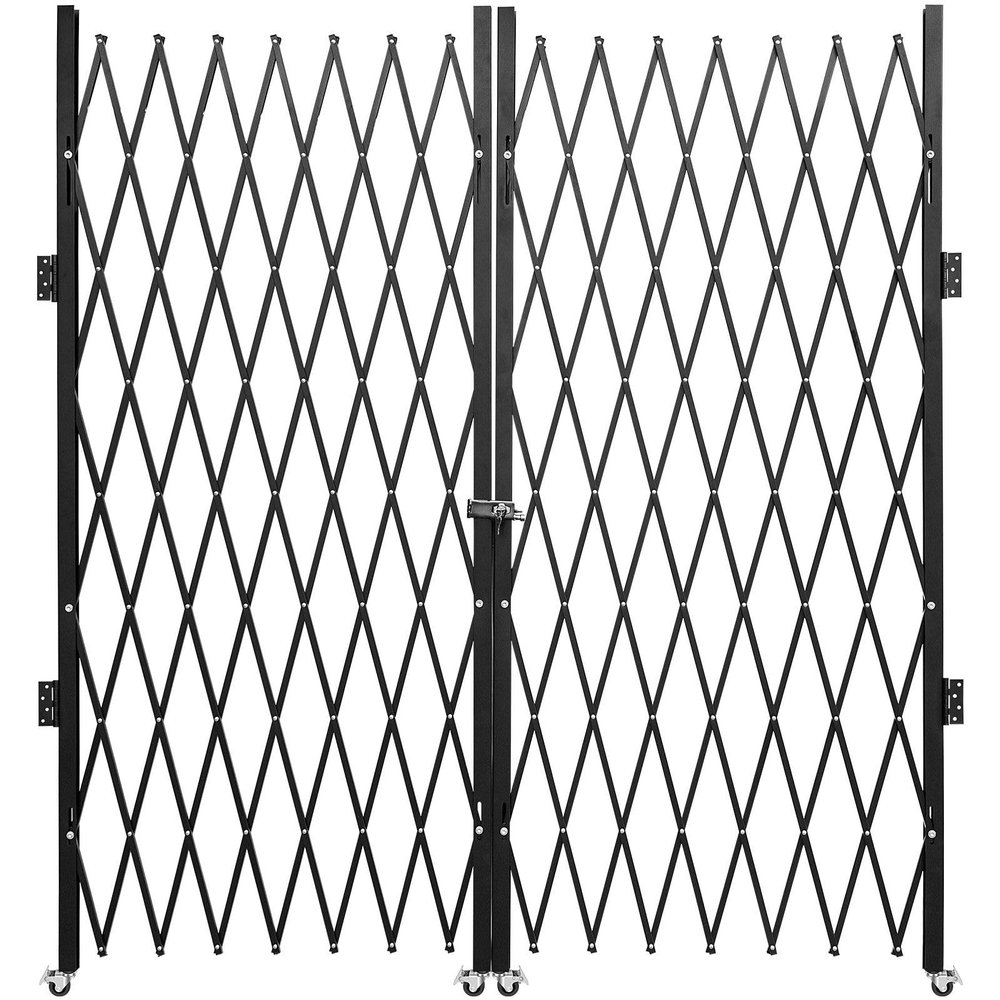 Double Folding Security Gate, 7.1' H x 12.5' W Folding Door Gate, Steel Accordion Security Gate, Flexible Expanding Security Gate, 360 Rolling Barricade Gate, Scissor Gate or Door with Keys