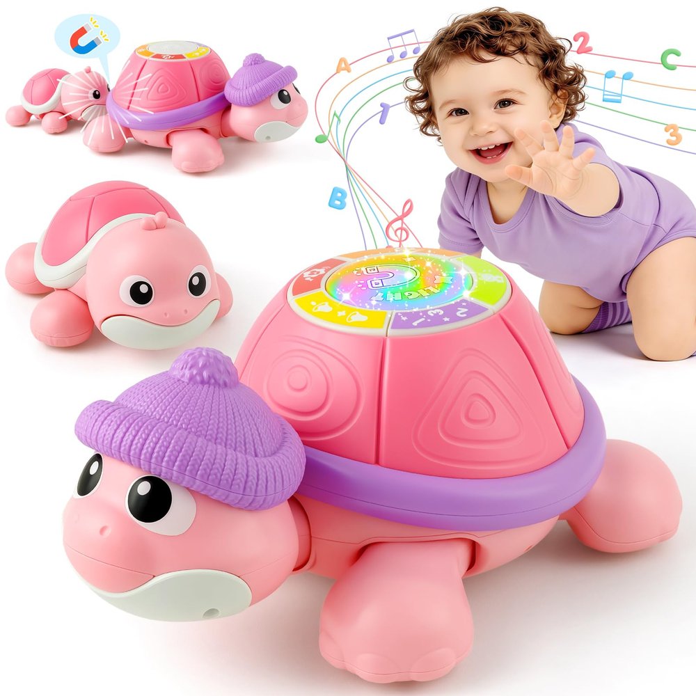 Baby Toys 6-12 Months, Musical Turtle Crawling Infant Toys for Tummy Time, Early Learning Educational Toys for 7 8 9 10 11 Months, Ideal Christmas Birthday Gifts for Boys & Girls Age 1 Years Old