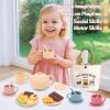 Silicone Tea Party Set for Little Girls Kids Toddlers Tea Set with Tea Pot Cups Food Pretend Play Kitchen Accessories Christmas Birthday Gift for Girls Age 3 4 5 6 Year Old Toys view 2