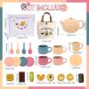 Silicone Tea Party Set for Little Girls Kids Toddlers Tea Set with Tea Pot Cups Food Pretend Play Kitchen Accessories Christmas Birthday Gift for Girls Age 3 4 5 6 Year Old Toys view 3