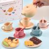 Silicone Tea Party Set for Little Girls Kids Toddlers Tea Set with Tea Pot Cups Food Pretend Play Kitchen Accessories Christmas Birthday Gift for Girls Age 3 4 5 6 Year Old Toys view 4