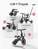 besrey 4 in 1 Toddler Bike, Toddler Tricycle for 1-3 Year Old, Trike with Push Handle, Backrest and Safety Belt, Birthday Gifts and Toys for Boys and Girls, Balance Bike (Black) view 2