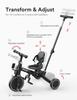 besrey 4 in 1 Toddler Bike, Toddler Tricycle for 1-3 Year Old, Trike with Push Handle, Backrest and Safety Belt, Birthday Gifts and Toys for Boys and Girls, Balance Bike (Black) view 4