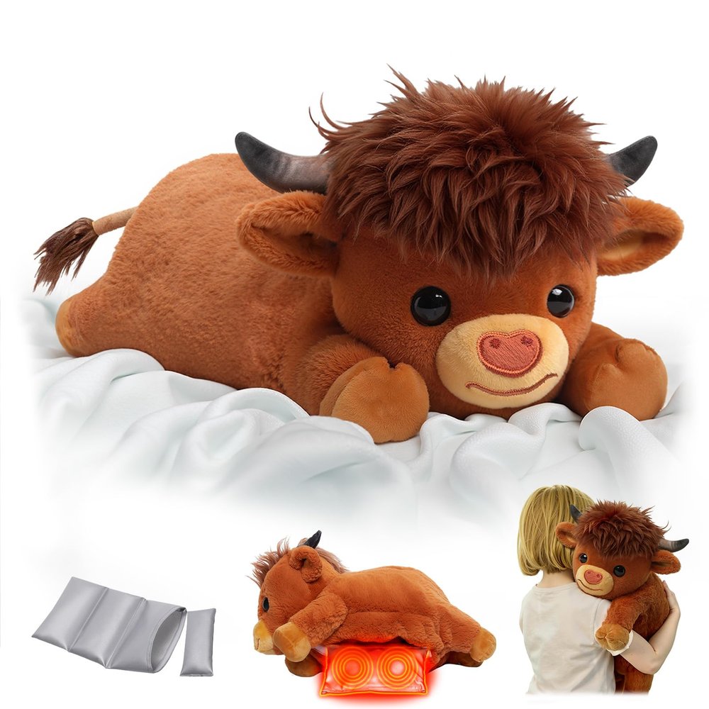 Mewaii Weighted Stuffed Animals with Microwavable Heating Pad - 5 lbs Adjustable, Heatable & Coolable Stuffed Animal for Realistic Hug, Removable Inner Pad, Plush Gifts for Kids (Amber Brown, 23 Inch)
