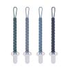 4 Pcs Gray Baby Silicone Teething Pacifier Clip,One-Piece Design,Woven Shape,BPA Free. view 1