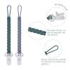 4 Pcs Gray Baby Silicone Teething Pacifier Clip,One-Piece Design,Woven Shape,BPA Free. view 2