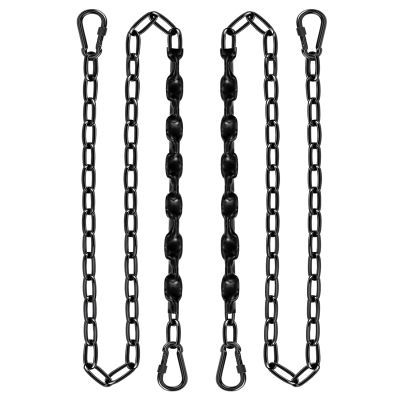 2 Pack 46in Hanging Chair Chain with 4 Carabiners, 500LB Capacity Hanging Kits Heavy Duty Hanging Chair Hardware for Hammock Swing Punching Bags Sandbag (Black+Black, 64in)