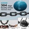 2 Pack 46in Hanging Chair Chain with 4 Carabiners, 500LB Capacity Hanging Kits Heavy Duty Hanging Chair Hardware for Hammock Swing Punching Bags Sandbag (Black+Black, 64in) view 3