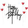 ZHENGYE Set of 1 Black Happy Birthday Cake Topper Sign And 5 Red Heart-shape Cake Toppers Baby Shower Birthday Party Cake Decorations(Black 25) view 1